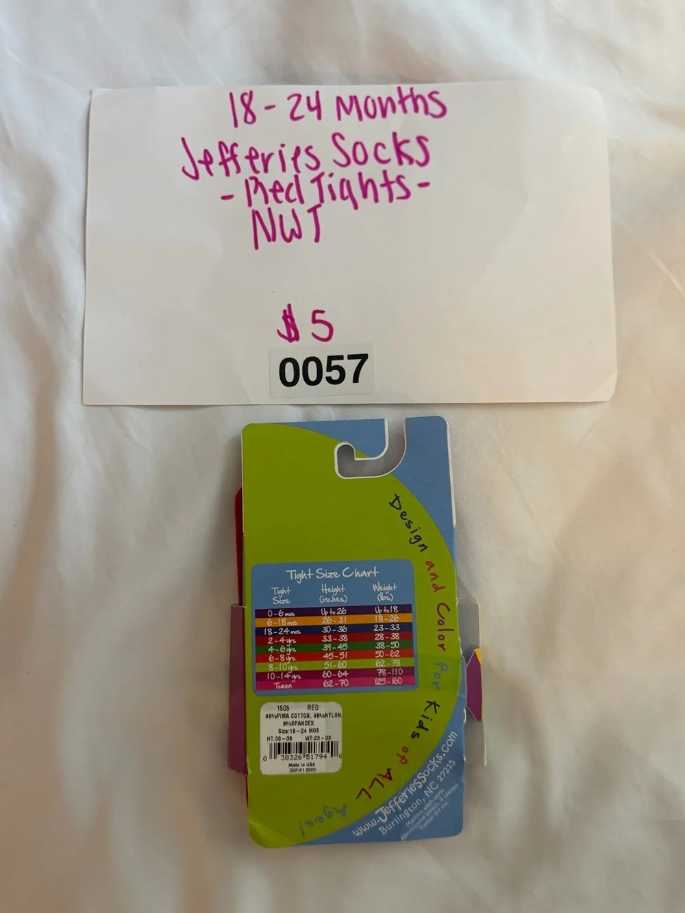 Jefferies Socks Solid Red Toddler Tights